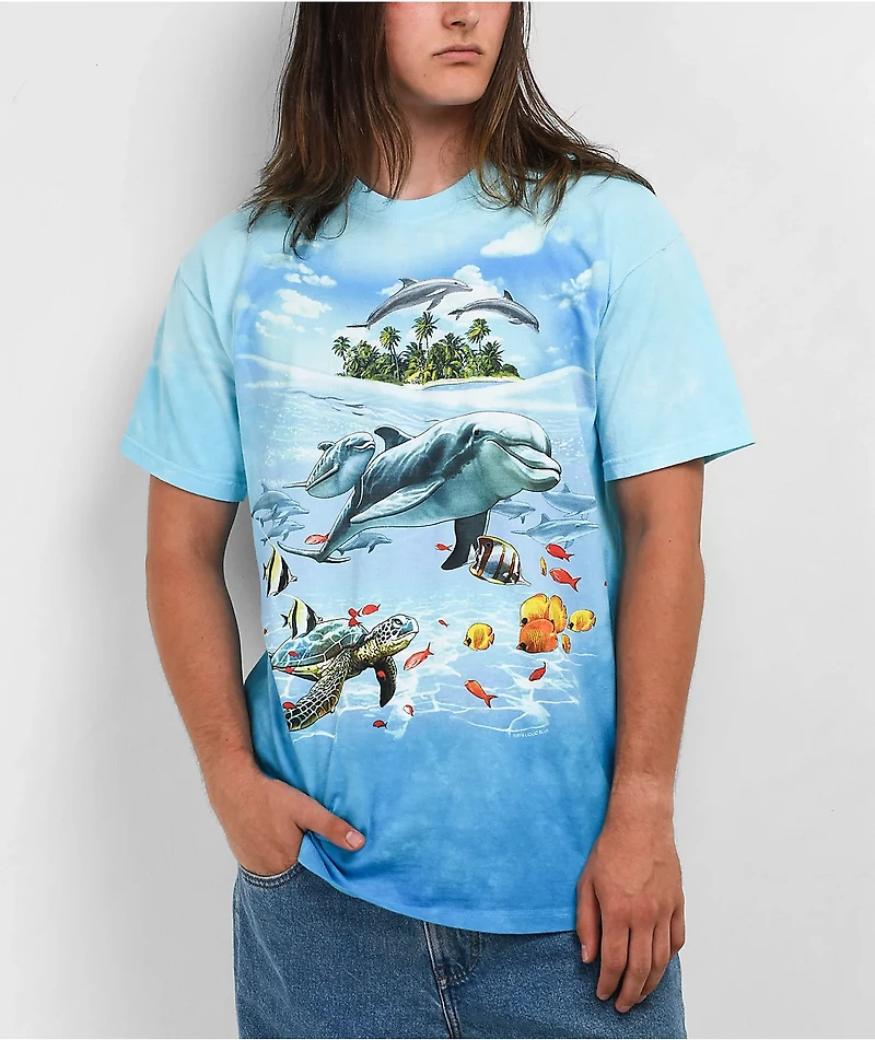 Liquid Blue Dolphin Domain Tie Dye T-Shirt