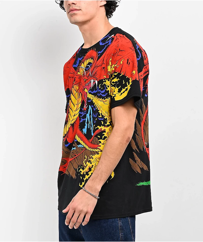 Liquid Blue Dragon Black T-Shirt