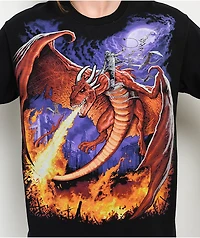 Liquid Blue Dragon Fire Black T-Shirt