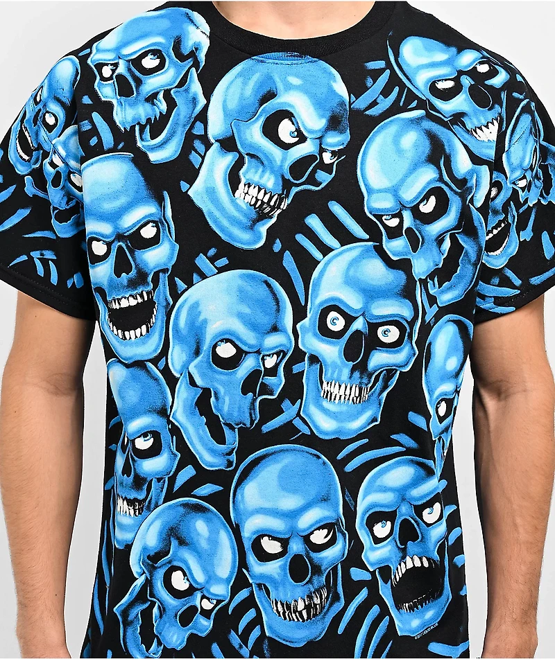 Liquid Blue Skull Pile T-Shirt