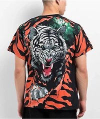 Liquid Blue Tiger Black T-Shirt