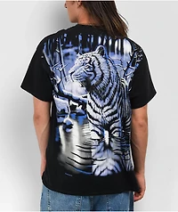 Liquid Blue White Tiger Black T-Shirt