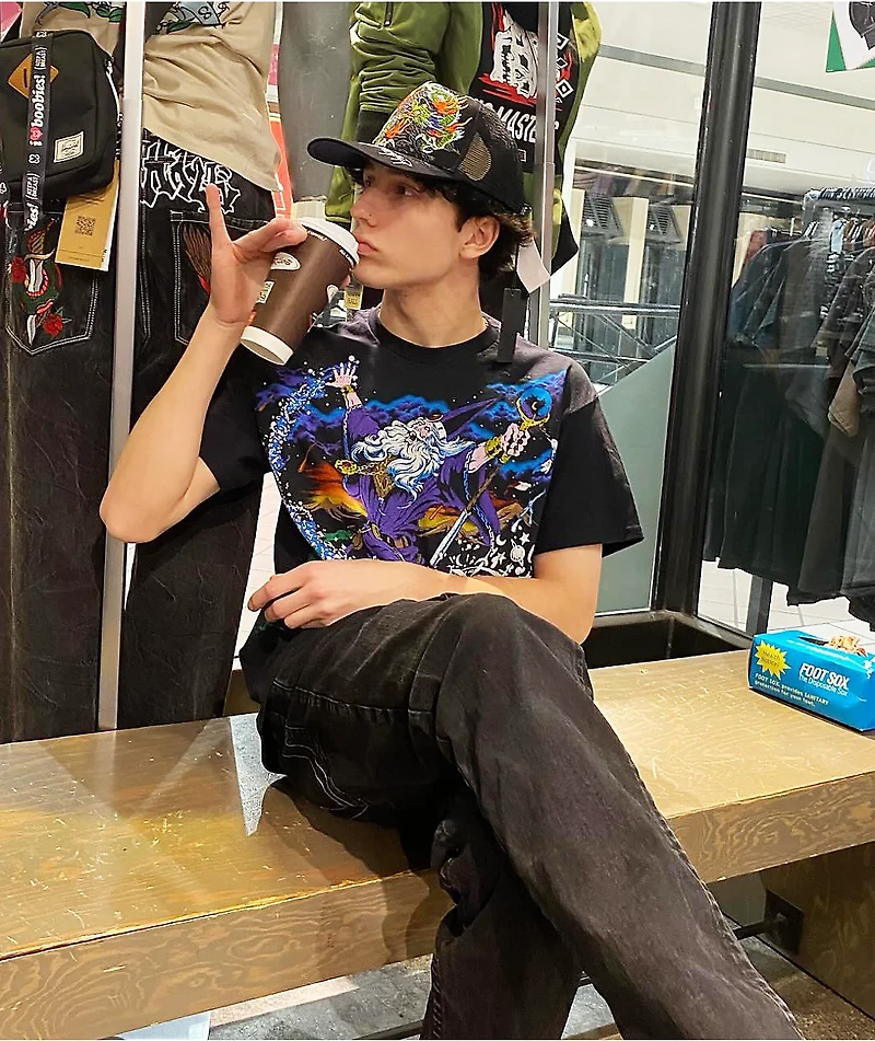 Liquid Blue Wizard Black T-Shirt