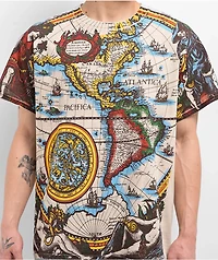 Liquid Blue World Map Natural T-Shirt