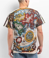 Liquid Blue World Map Natural T-Shirt