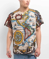 Liquid Blue World Map Natural T-Shirt