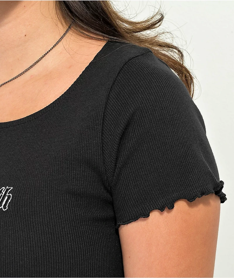 Liquid Death Arched Logo Black Crop T-Shirt