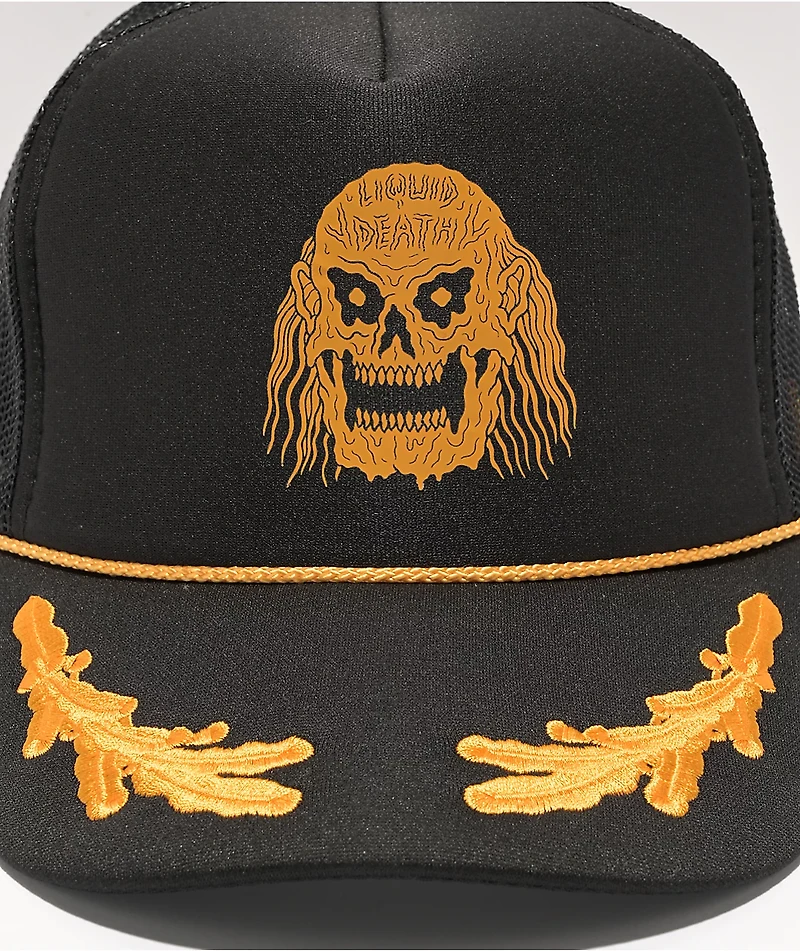 Liquid Death Skullet Black & Gold Trucker Hat