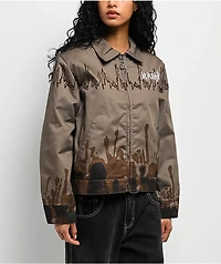 Live Mechanics Crowd Control Brown Bomber Jacket