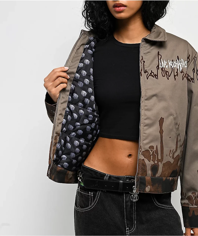 Live Mechanics Crowd Control Brown Bomber Jacket