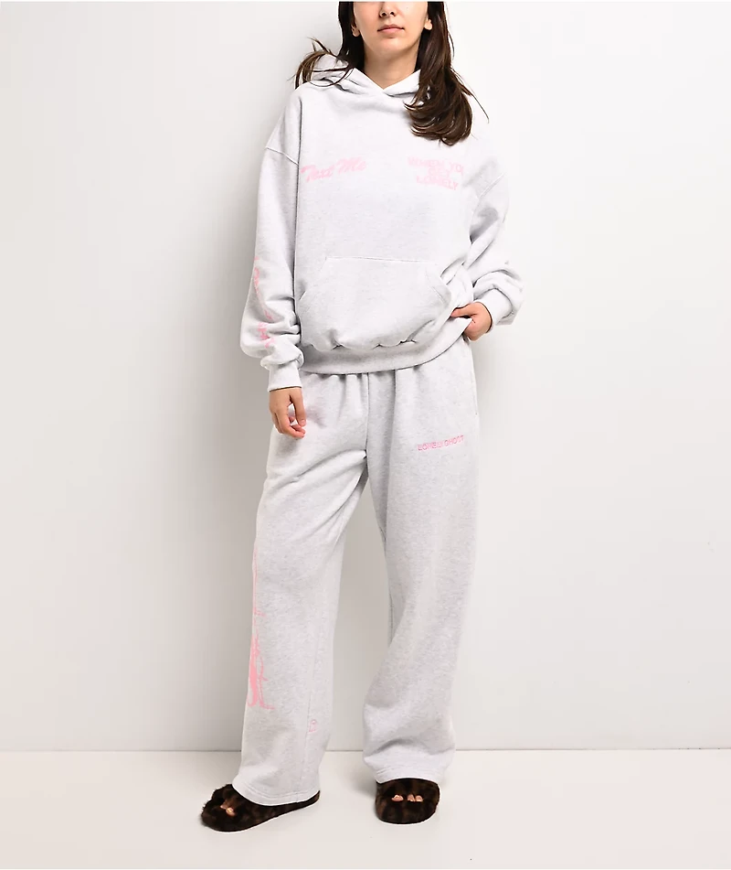 Lonely Ghost Text Me When You Get Lonely Heather Grey Hoodie