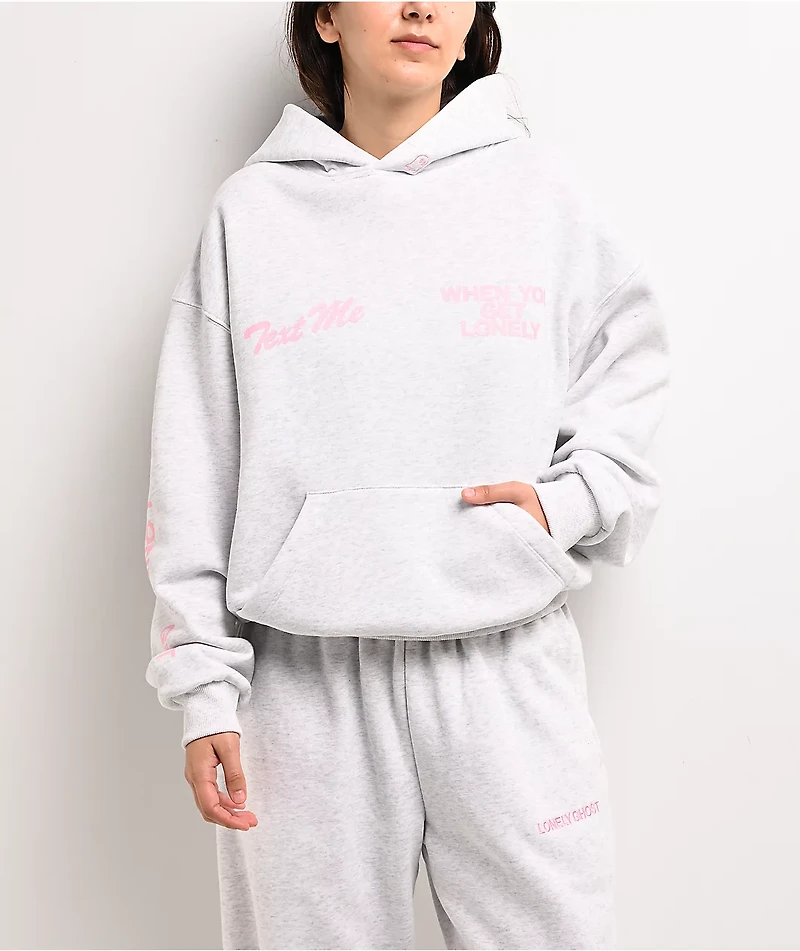 Lonely Ghost Text Me When You Get Lonely Heather Grey Hoodie