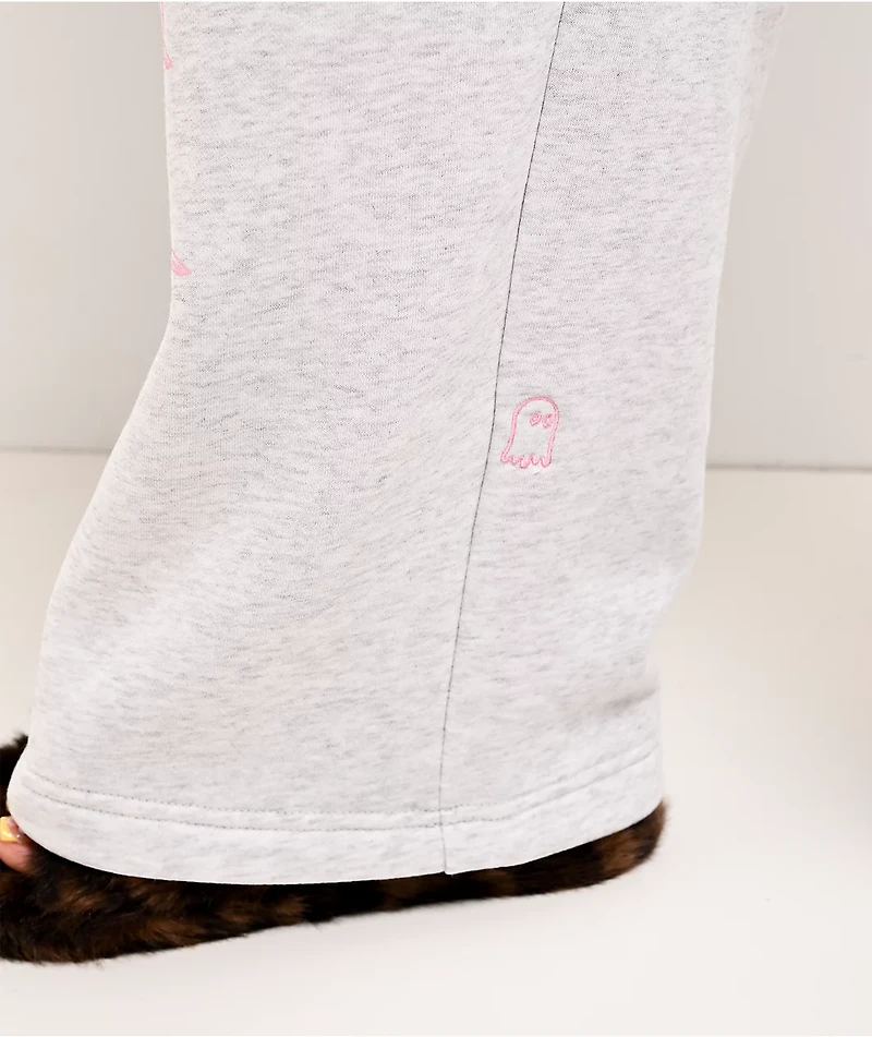 Lonely Ghost Text Me When You Get Lonely Heather Grey Wide Leg Sweatpants