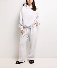 Lonely Ghost Text Me When You Get Lonely Heather Grey Wide Leg Sweatpants