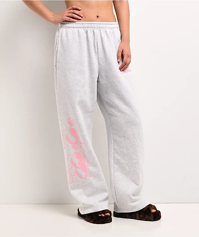 Lonely Ghost Text Me When You Get Lonely Heather Grey Wide Leg Sweatpants