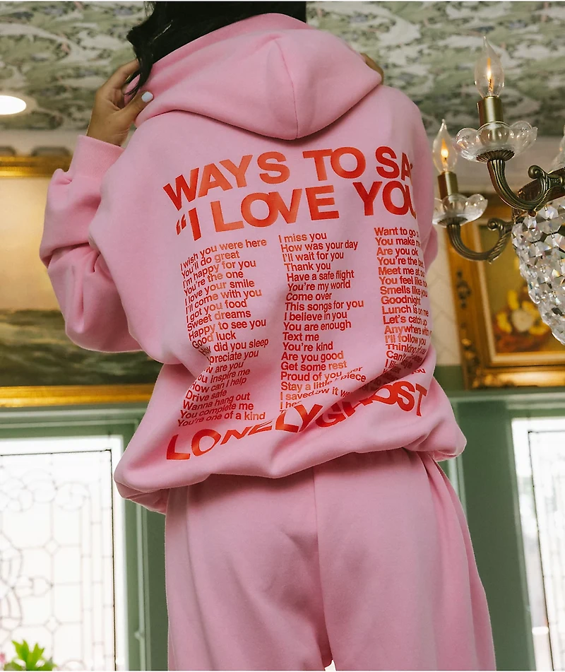 Lonely Ghost Ways To Say ILY Pink Hoodie