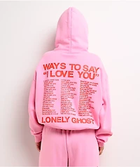 Lonely Ghost Ways To Say ILY Pink Hoodie