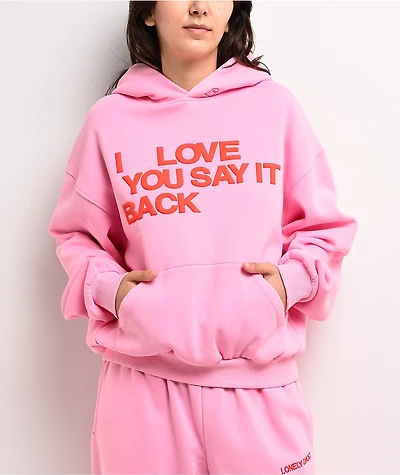 Lonely Ghost Ways To Say ILY Pink Hoodie