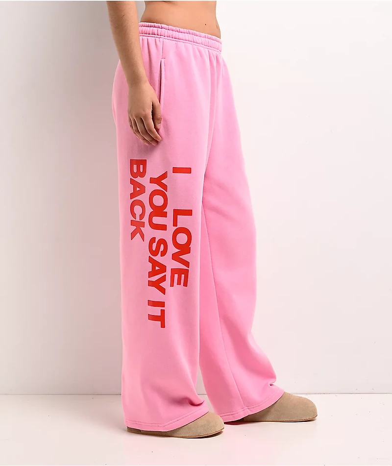 Lonely Ghost Ways To Say ILY Pink Wide Leg Sweatpants