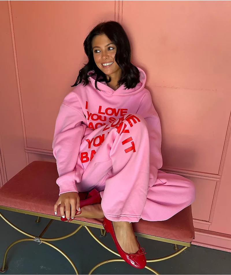 Lonely Ghost Ways To Say ILY Pink Wide Leg Sweatpants