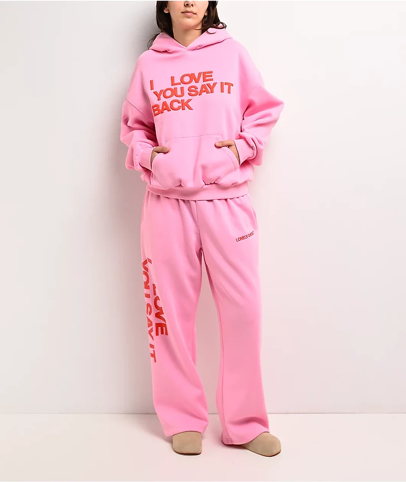 Lonely Ghost Ways To Say ILY Pink Wide Leg Sweatpants