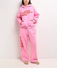 Lonely Ghost Ways To Say ILY Pink Wide Leg Sweatpants
