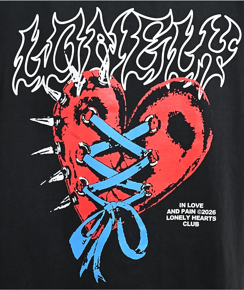 Lonely Hearts Club In Love And Pain Charcoal T-Shirt