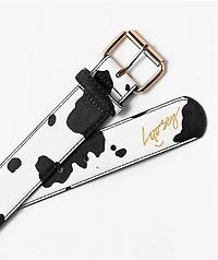 Loosey Black & White Cow Print Belt