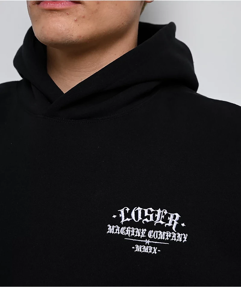 Loser Machine Wanderer Embroidered Black Hoodie