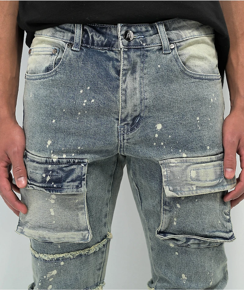 Lost Hill Light Wash Denim Cargo Pants