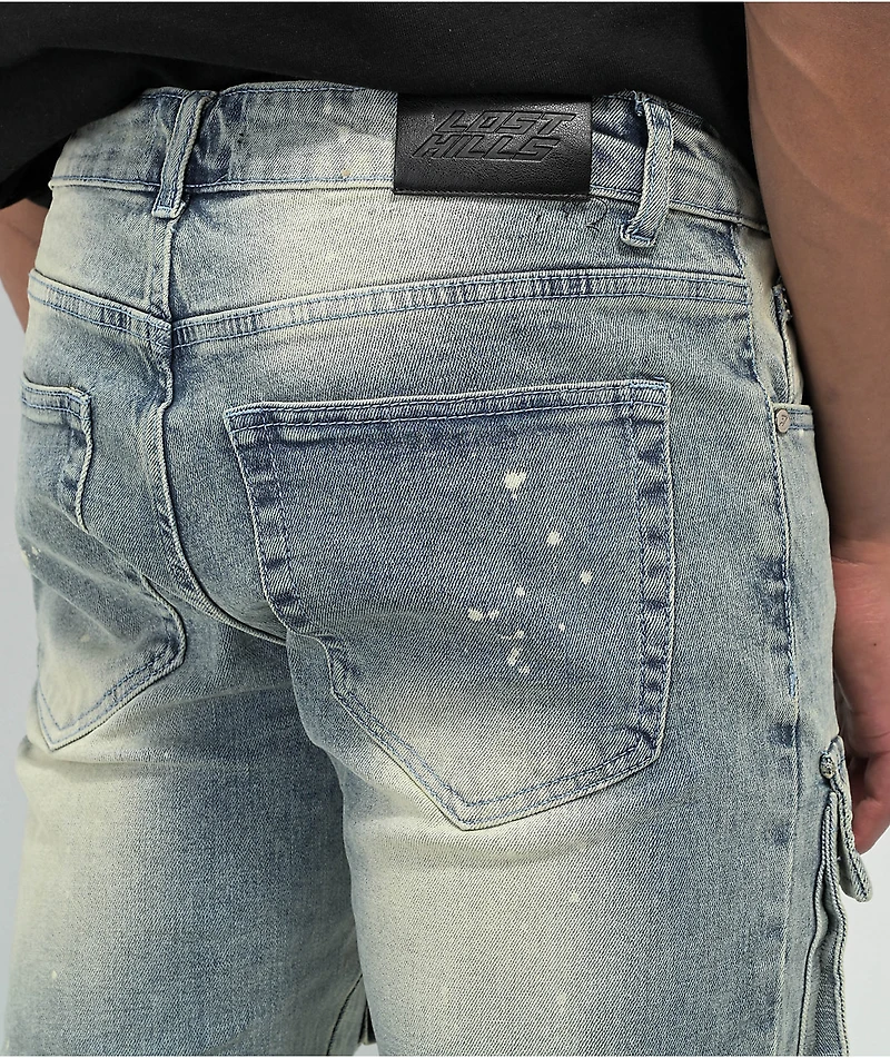 Lost Hill Light Wash Denim Cargo Pants