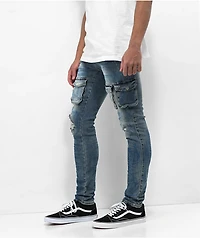 Lost Hill Medium Wash Denim Cargo Pants