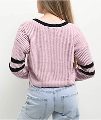 Love Knits NYC Pink V-Neck Crop Sweater