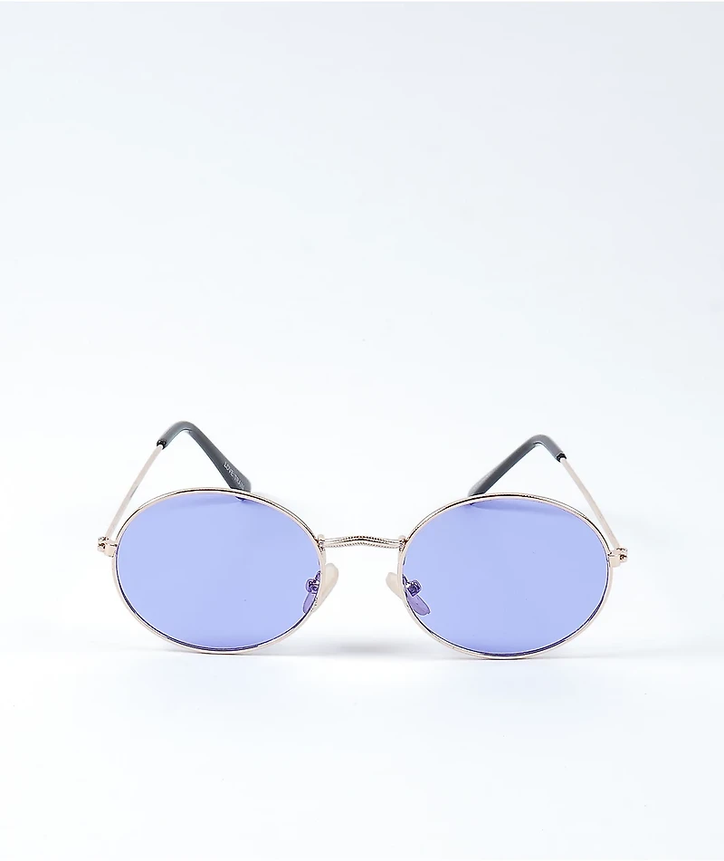 Love Train Rose Gold & Purple Round Sunglasses