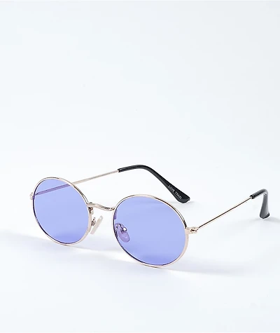 Love Train Rose Gold & Purple Round Sunglasses