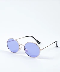 Love Train Rose Gold & Purple Round Sunglasses
