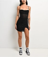 Lovesome Corset Black Glitter Dress