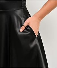 Lovesome Sweetheart Black Satin Dress