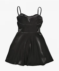 Lovesome Sweetheart Black Satin Dress