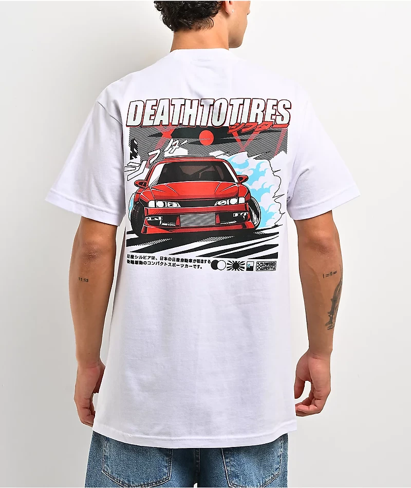 Lowered Lifestyle Death To Tires White T-Shirt