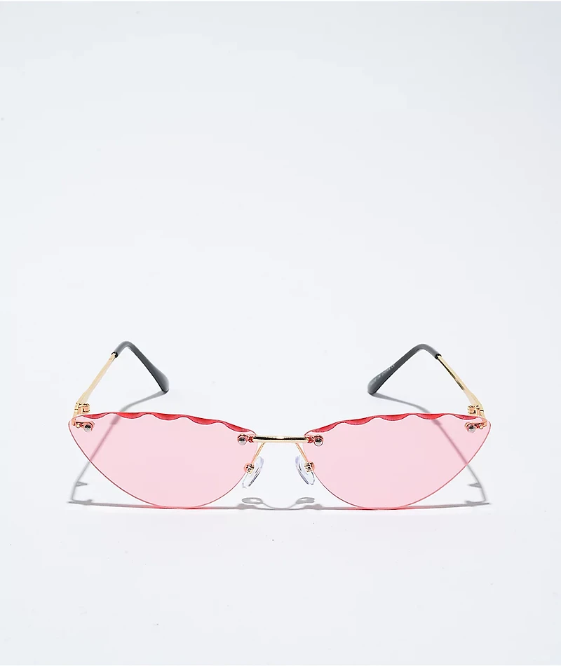 Lucy Pink Frameless Cateye Sunglasses