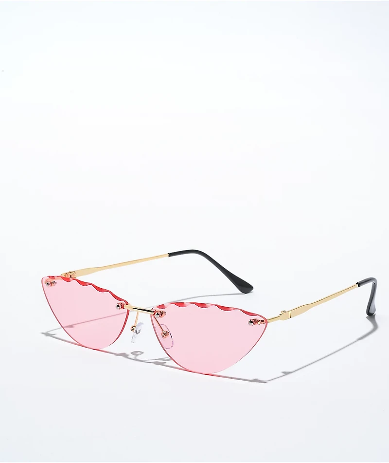Lucy Pink Frameless Cateye Sunglasses