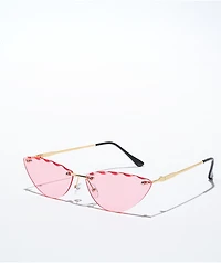 Lucy Pink Frameless Cateye Sunglasses