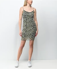 Lunachix Abstract White & Navy Mesh Dress