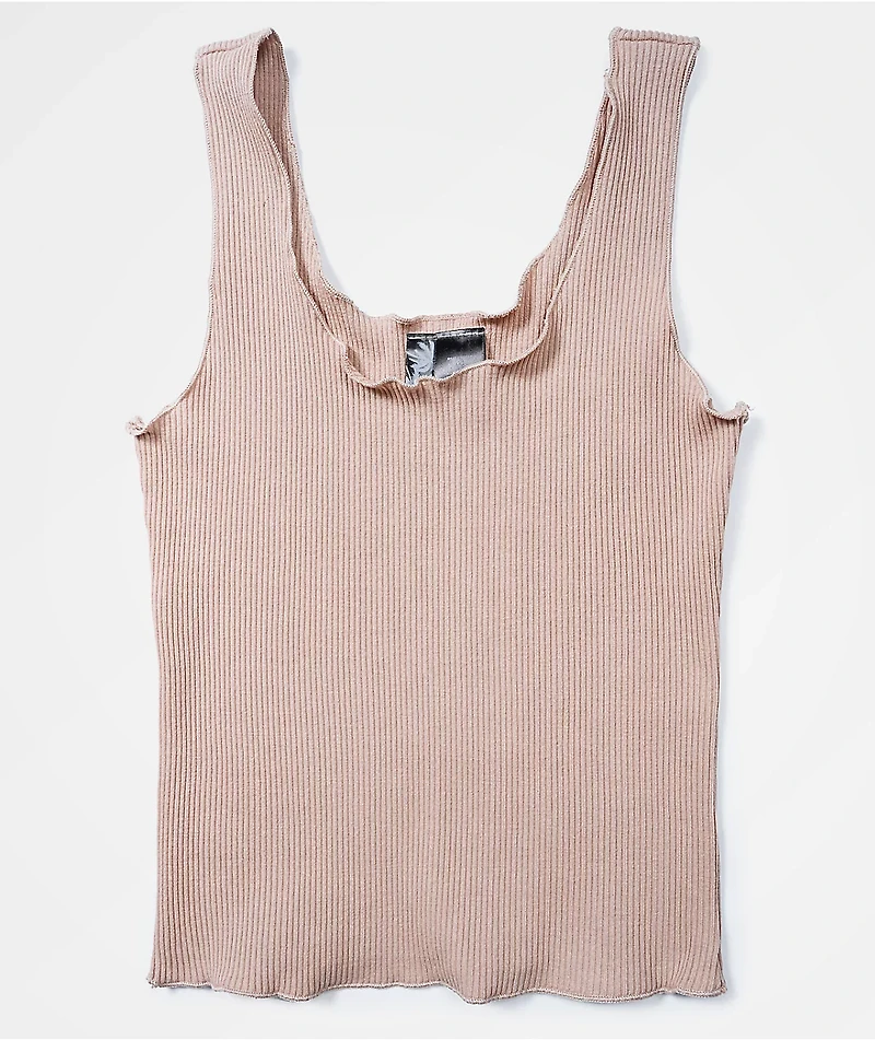 Lunachix Merrow Edge Ribbed Nude Crop Tank Top
