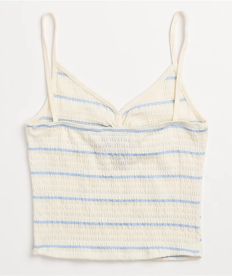 Lunachix Three Button White & Blue Stripe Cami Tank Top
