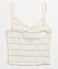 Lunachix Three Button White & Blue Stripe Cami Tank Top