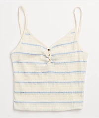 Lunachix Three Button White & Blue Stripe Cami Tank Top