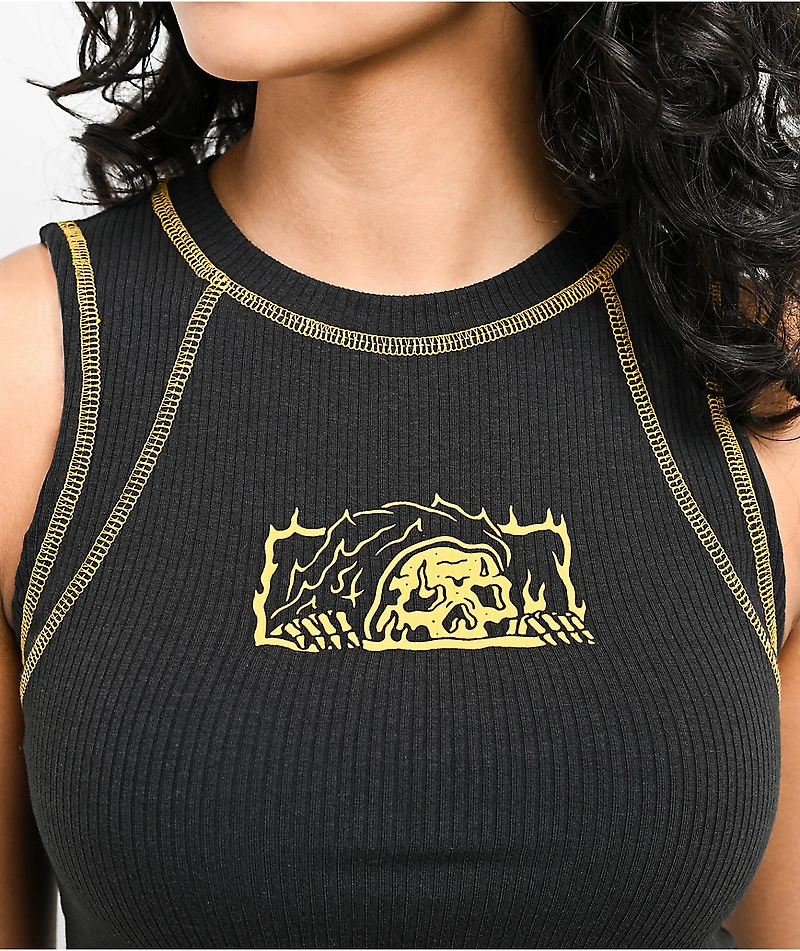 Lurking Class By Sketchy Tank Hotbox Black Raglan Crop Top