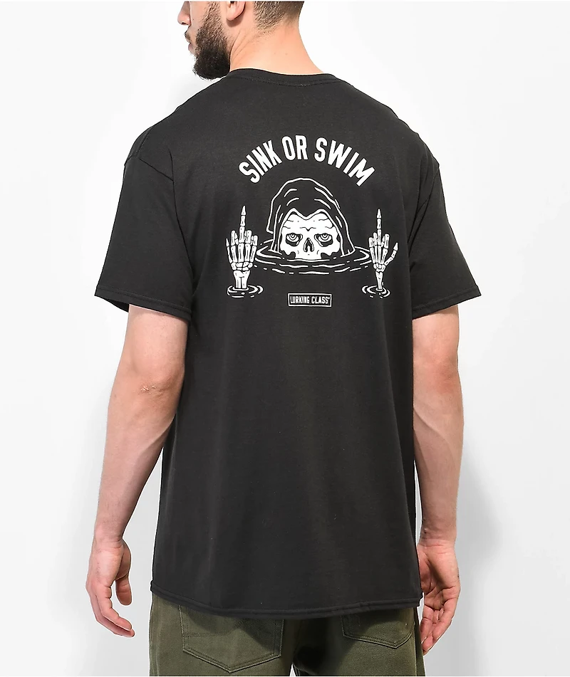 Lurking Class By Sketchy Tank Sink Or Swim Black T-Shirt